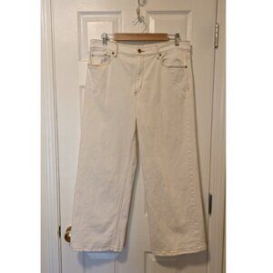 LOFT White The Wide Leg Cropped Jeans 31 12